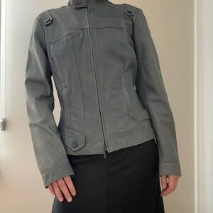 Danier Women's Teal Genuine Leather Jacket Double Zip